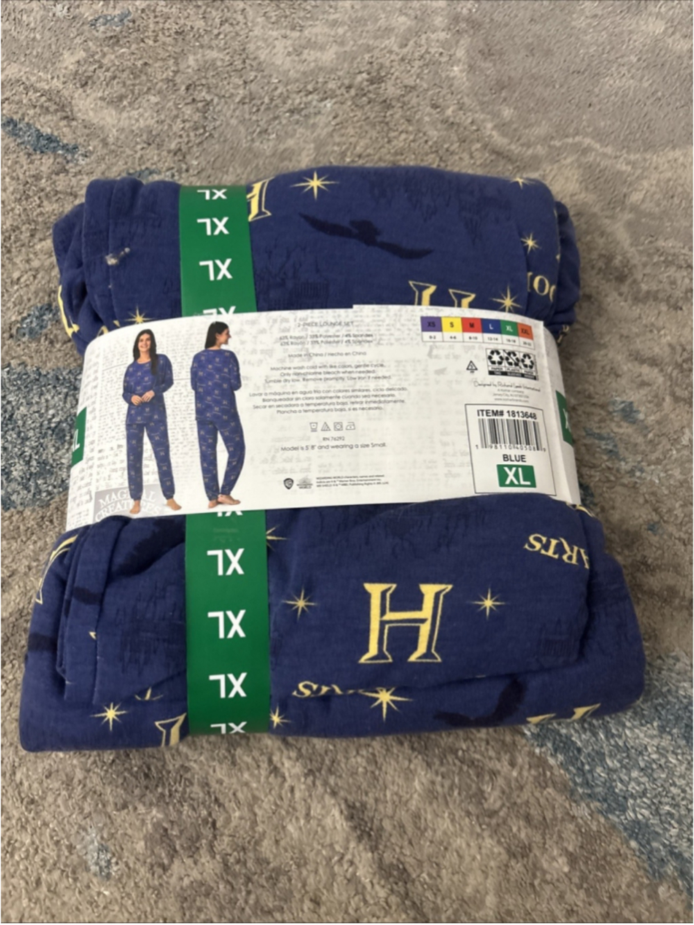 Harry Potter Wizarding World 2-Piece Lounge Set Blue with Yellow XL NEW - Picture 2 of 2
